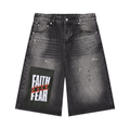 Men’s Vintage Wash Wide Leg Denim Shorts